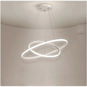 Resim Rings 2 Beyaz Renk Yatak Odası Salon Mutfak Beyaz Ledli 2li Avize Beyaz 