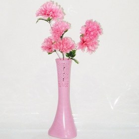 Resim 40 Cm Pembe İşlemeli Vazo Pembe Çiçekler 