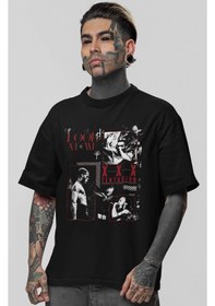 Resim X Tentacion Rapper Şarkıcı Baskılı Unisex Oversize Tişört Siyah 