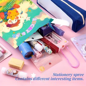 Resim Çok parçalı bir öğrenme kırtasiye hediye çantası seti, defterler ve kalemler de dahil olmak üzere farklı ürünler, ayrıca diğer ürünler, küçük hediyeler, küçük ödüller, yüksek kaliteli kırtasiye defterleri içerir. 