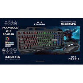 Resim Polygold K18 PG-8018 Türkçe Q Rgb Işıklı Gaming Oyuncu Klavye+mouse Seti 