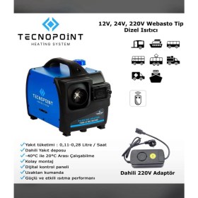 Resim Tecnopoint Çanta Tipi Seyyar Webasto Dızel Isıtıcı 12v -24v - 220v Tekne,Karavan,Tır,Kamyon 
