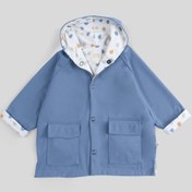 Resim Kapüşonlu Organik Pamuklu Bebek Yağmurluğu Faded Mavi 