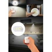 Resim Uzaktan Kumandalı Yapışkanlı 3'lü LED Spot Lamba 