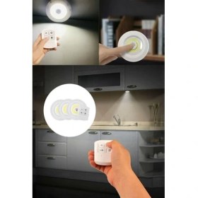 Resim Uzaktan Kumandalı Yapışkanlı 3'lü LED Spot Lamba 