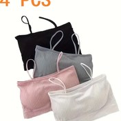 Resim 4 adet Kadınlar için Dikişsiz Tek Parça Bralette Çelik Halkasız, İplikli Kumaşlı Küçük Yelek ve İç Giyim Önerilen Boyutları S-XL 