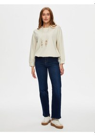 Resim Faik Sönmez Relax Modallı Kemik Aksesuar Detaylı Sweatshirt W26swt011 Uw26swt01172 Taş 