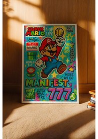 Resim Super Mario Çerçeveli Tablo Manifest 777 Gamer Arkadaşa Hediye Street Art 