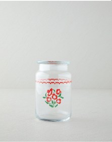 Resim English Home Bright Parade Cam Kavanoz 880 Ml Kırmızı - Beyaz Kırmızı - Beyaz 