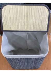Resim Sever Bambu Çamaşır Sepeti Dikdörtgen 33279 Gri Diğer 
