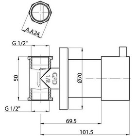 Resim Aak71-A 1/2" Espina Ankastre Ara Kesme Valfi Büyük Volan Altın 