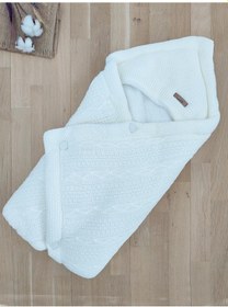 Resim Kız Erkek Bebek Kundak Battaniyesi Krem Triko Kumaş Stl4619 Beyaz - Fuşya 