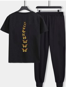 Resim Unisex Kral Kelebek 2'li Eşofman Takımı Siyah 