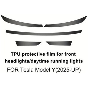 Resim Elmpaly Kungkıc Tesla Model Y 2025 Şömine Ön Far Drl Koruma Filmi Sol Sağ Sürüş 5 Adet 