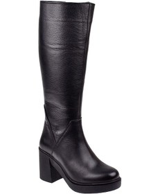 Resim Pullman Hakiki Deri Kalın Topuklu Kadın Çizme Sk-83900 Siyah-siyah Siyah 