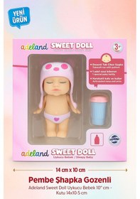Resim Adeland Sweet Doll Uykucu Bebek 10 Cm Kutu 14 10 5 Cm Pembe Şapka - Göz Desenli 