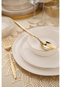 Resim Kütahya Porselen Bone V-form 26 Parça Yemek Takımı Altın Fileli 513300 