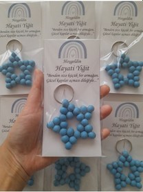 Resim BEBE MAVİSİ YILDIZ ANAHTARLIK 25 ADET SÜNNET BEBEK HEDİYELİKLERİ Mavi 
