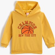 Resim Erkek Bebek Basketbol Baskılı Kapüşonlu Sweatshirt Pamuklu 