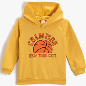 Resim Erkek Bebek Basketbol Baskılı Kapüşonlu Sweatshirt Pamuklu 