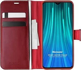Resim Microsonic Xiaomi Redmi Note 8 Pro için Kılıf Delux Leather Wallet Kırmızı [Redmi Note 8 Pro ile Uyumlu Kılıf - Kırmızı] 