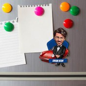 Resim Kırmızı Spor Arabalı Erkek Karikatürlü Buzdolabı Magneti 
