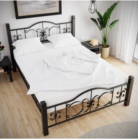 Resim ARGİMO Yakamoz Ferforje Ahşap Metal Karyola Siyah 