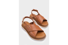 Resim Capone Outfitters Katy Hakiki Deri Soft Konfor Dolgu Topuk Kadın Sandalet 