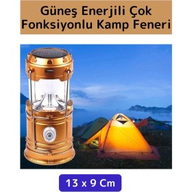 Resim Kompakt Enerji Tasarruflu Asma Aparatlı Güneş Enerjili Çok Fonksiyonlu Outdoor Kamp Feneri El Feneri 