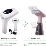 Resim Kiwi Kep-6833 Pro Ipl Lazer Epilasyon +Kiwi 6440 Buharlı Dikey Ütü Pembe 