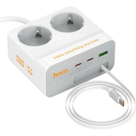 Resim Hoco. AC28 Descanso 6in1 2m 2500W Priz Dönüştürücü - Beyaz 