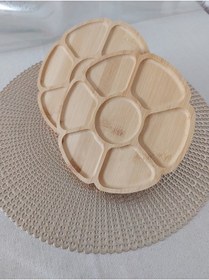 Resim 1 Adet Bölmeli Ahşap Sunumluk Çerezlik,kahvaltılık,bambu 20 20 Cm Şeffaf - Altın 