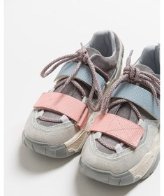 Resim Luvi Shoes Lulen Buz Multi Sim Yazılı Cırtlı Kadın Spor Sneakers Buz - Pembe - Mavi Çok Renkli 