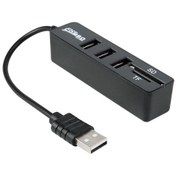 Resim Sones 2'si 1 Arada Usb 2.0 480mbps 3 Portlu Hub Kombo + Micro Sd / T-flash Sd / Sdhc / Sdxc Kart Okuyucu Windows Xp / Vista / 8.1 / 7 / 8, Mac Vb. İçin Siyah 
