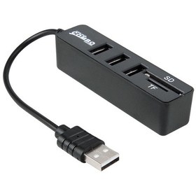 Resim Sones 2'si 1 Arada Usb 2.0 480mbps 3 Portlu Hub Kombo + Micro Sd / T-flash Sd / Sdhc / Sdxc Kart Okuyucu Windows Xp / Vista / 8.1 / 7 / 8, Mac Vb. İçin Siyah 