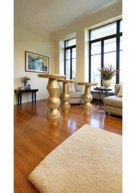 Resim Ahşap Mantar Sehpa 3 Lü Altın Renk Masif Doğal Zigon Ve Fiskos Takımı Kahverengi 