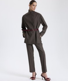 Resim Kuşaklı Kahverengi Blazer - Kahverengi / M 