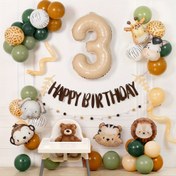 Resim 55 adet Tam Set Retro Kahve Kahverengi Balon 81.28 cm Numara Balonu Karamel Safari Hayvan Balonu Keçe Afiş Hayvan Doğum Günü Partisi Süslemeleri için, Yaz Tatili süsleme balonları, Duş Dekoru 