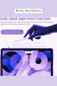 Resim iPad 10.9 inç 10.Nesil ile Uyumlu Fuchsia Smart Cover Standlı Katlanabilir Akıllı Tablet Kılıfı Lila 