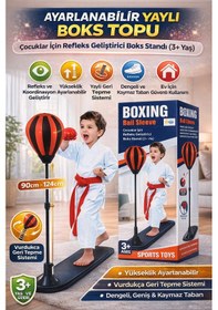 Resim Ayarlanabilir Yaylı Boks Topu Çocuklar İçin Refleks Geliştirici Boks Standı 3+ Yaş 