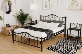 Resim Argimo Orkide Çift Kişilik Ferforje Metal Karyola - 150x200 / Siyah 