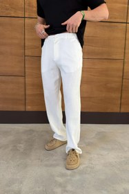Resim GOFRE KUMAŞ REGULAR FİT PANTOLON • BEYAZ - M 
