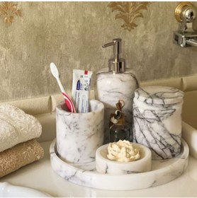Resim Sümeyra Marble Art Mila-leylak Mermer Banyo Seti 5li 