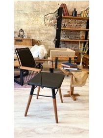 Resim Ntconcept Vitra Sandalye Kollu Tel Ahşap Sandalye 