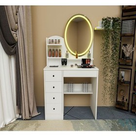 Resim Avesta Mobilya Makyaj Masası Tuvalet Masası Led Işık Hediyeli Kulis Aynası Premium Kalite 1.kalite Işıklı Beyaz 