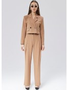 Resim Kadın Crop Astarlı Dokuma Blazer Ceket 001 