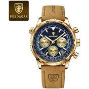 Resim Fochsia Poedagar Erkek Spor Saati Takvimli Aydınlatmalı 3atm Suya Dayanıklı Deri Kordon Altın Mavi Diğer 