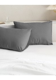 Resim Madame Coco Manon %100 Pamuk Ranforce Düz 2'li Yastık Kılıfı Seti - Antrasit Gri 
