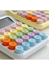 Resim 12 Haneli Geniş Lcd Ekran Yuvarlak Düğme Sevimli Şeker Renkli Hesap Makinesi Beyaz Diğer 