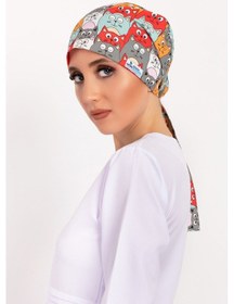 Resim Turuncu Kedi Desenli Tesettür Doktor Hemşire Hastane Aşçı Cerrahi Siyah 